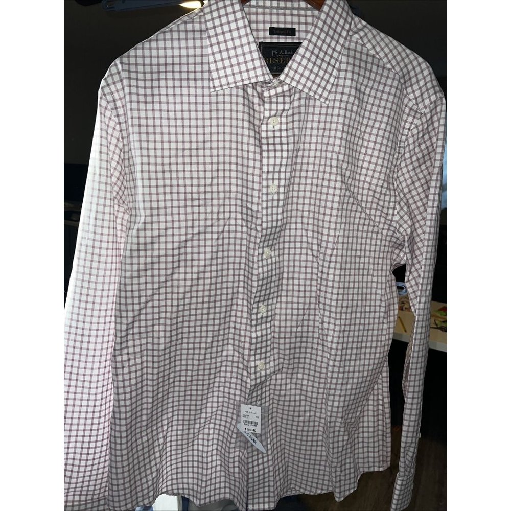 Jos A Bank Dress Button Down Shirt Reserve Tailored Fit Purple Check L